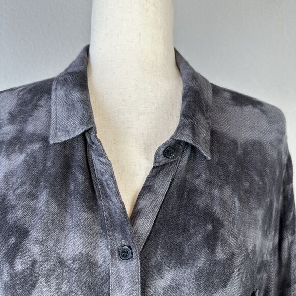 Rails Womens Hunter Long Sleeve Button Up Top Shirt Size L Charcoal Tie Dye - Picture 2 of 10